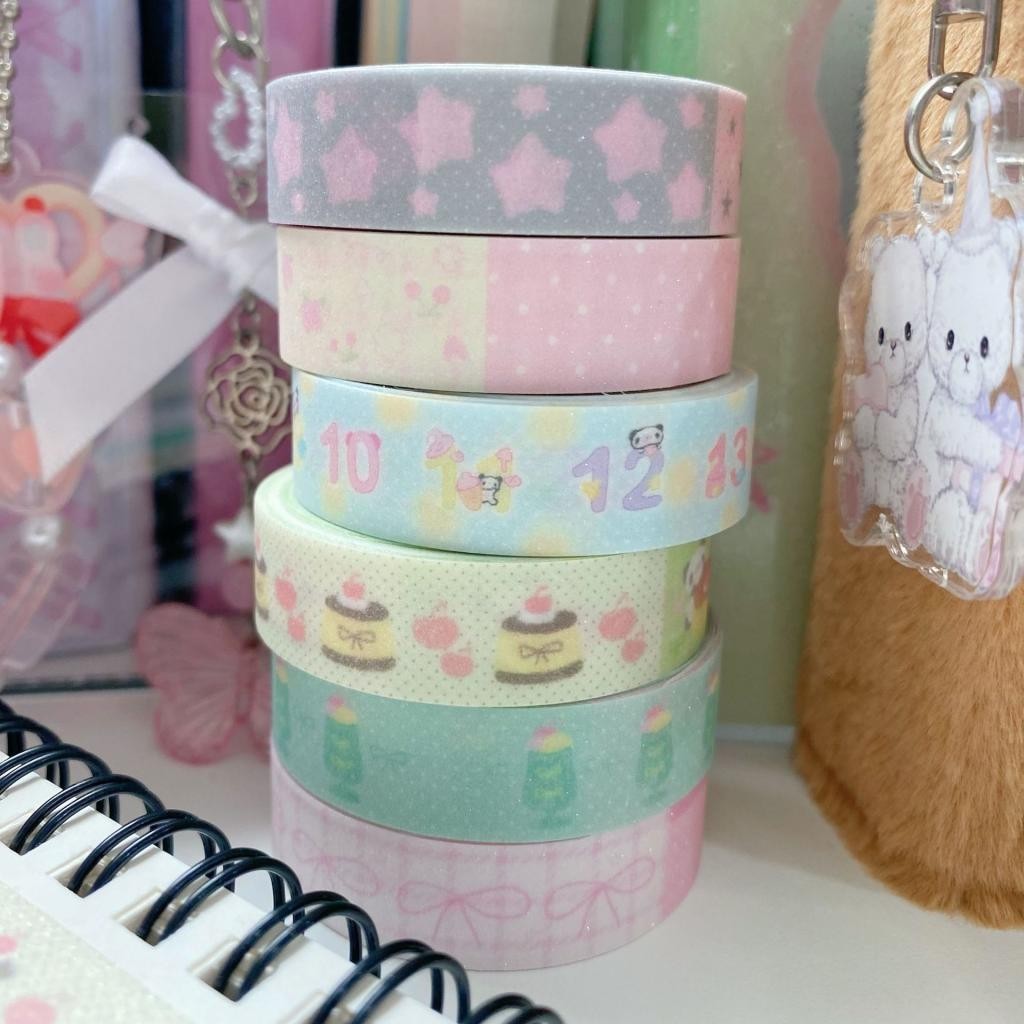 Steve 3m ความงามความอิ ่ มตัวต ่ ํา Panda Frosted Fine Glitter เทปดิจิตอลดาว Journal Deco สติกเกอร ์