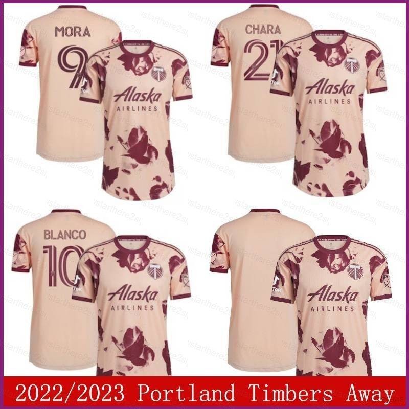 2022-2023 Portland Timbers Away Football Jersey Chara Mora Blanco Soccer Tee Unisex Plus Size Player รุ ่ น
