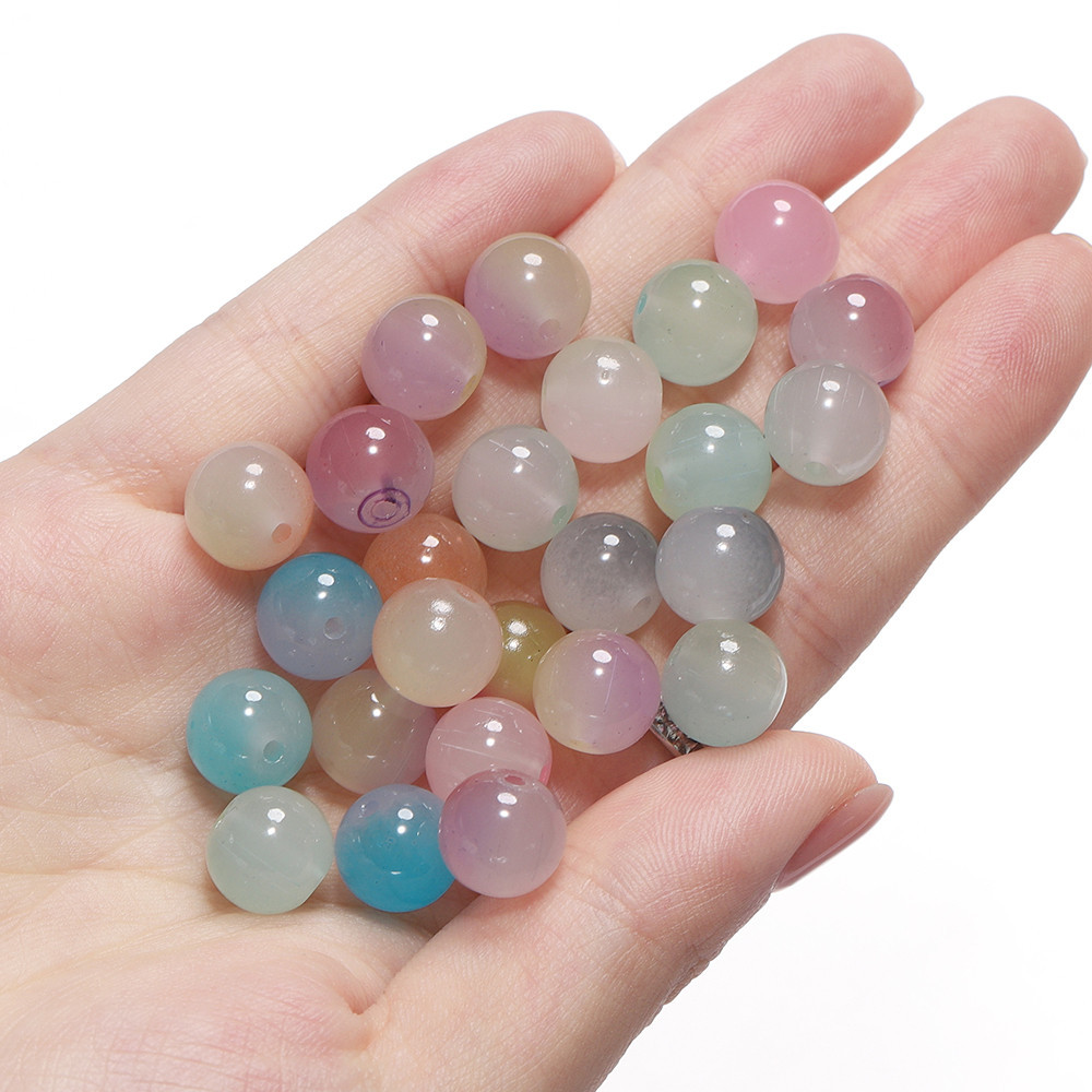 St. kunkka 50 ชิ้น 8/10มม ลูกปัดแก้วสีเยลลี่ ลูกปัดแก้วสองสีลูกปัดหลวม สำหรับการทำสร้อยข้อมือและสร้อยคอแบบ DIY - รูปที่ 6