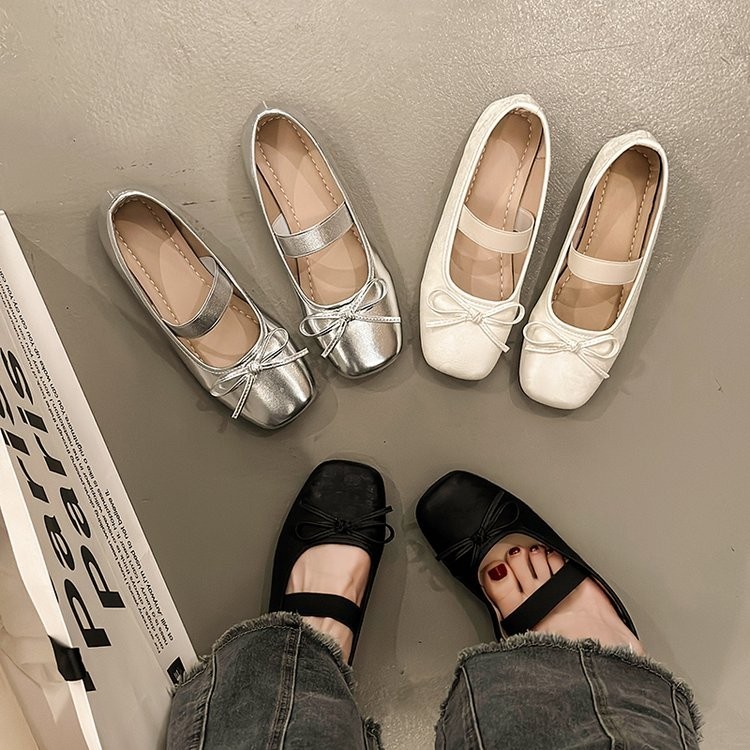 รองเท ้ าผู ้ หญิงแบนสแควร ์ Toe Fashion Mary Jane Shoes Size 35-40