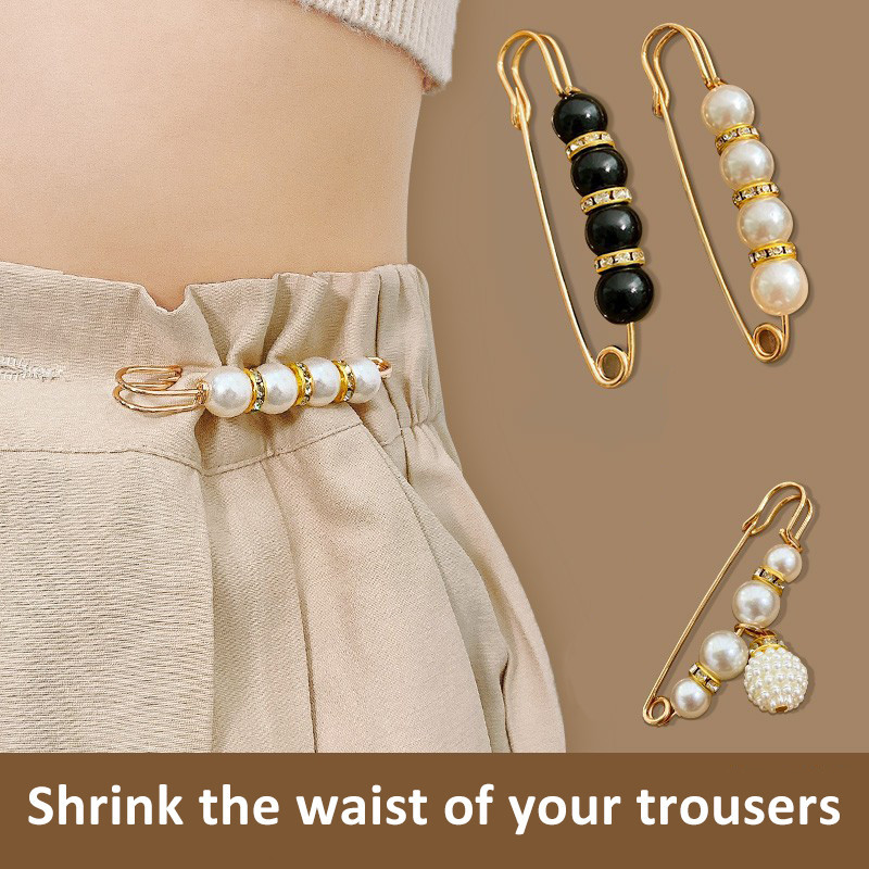 คุณภาพสูง Pearl Pin Buckle เสื ้ อผ ้ าคงที ่ Anti-naaked Buckle หดกางเกงเอวสุภาพสตรีอุปกรณ ์ ตกแต ่ ง