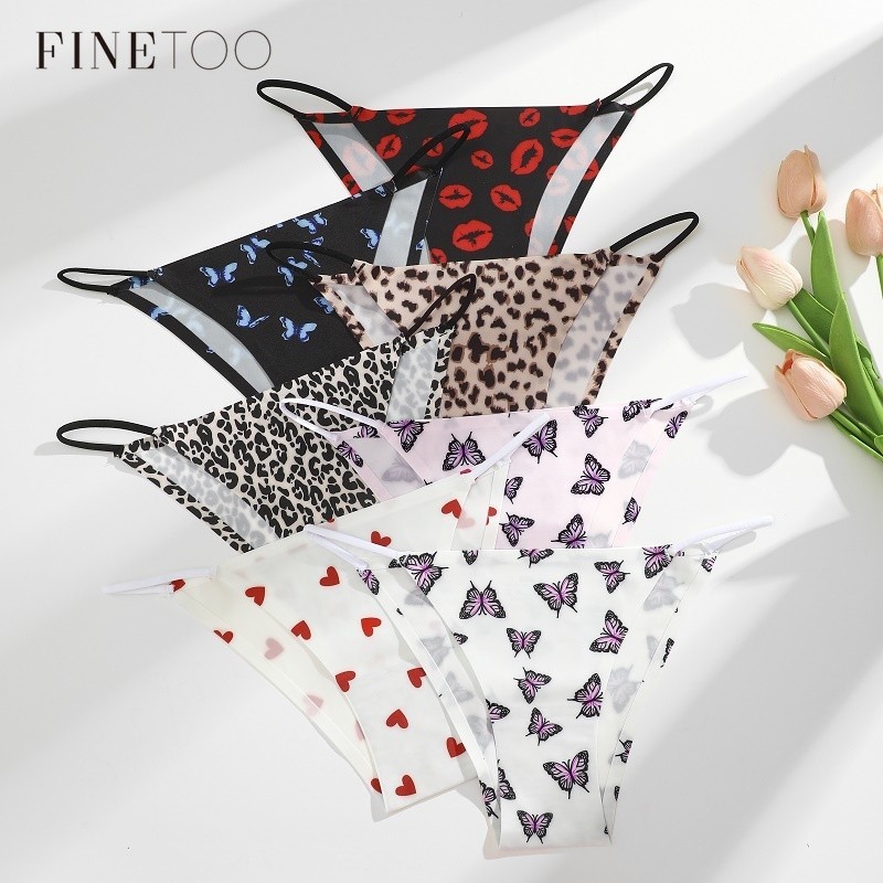 Finetoo Drawstring Print Panty สําหรับผู ้ หญิงกางเกงชั ้ นในไร ้ รอยต ่ อเซ ็ กซี ่ และสะดวกสบายชุดชั ้ นใน
