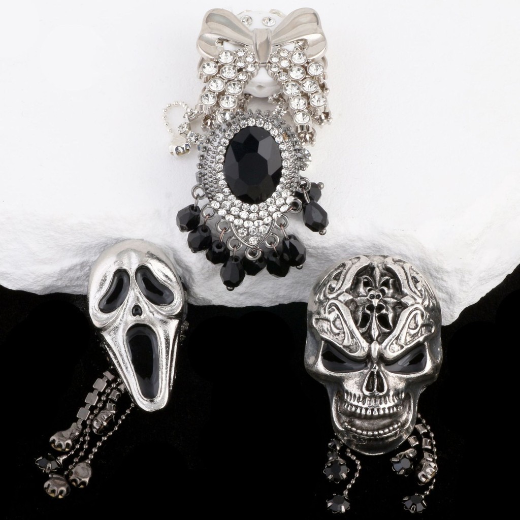 ลูกปัดหลุมตรง Skull Dark Series โลหะผสม DIY พวงกุญแจอุปกรณ์เสริมสร้อยคอ