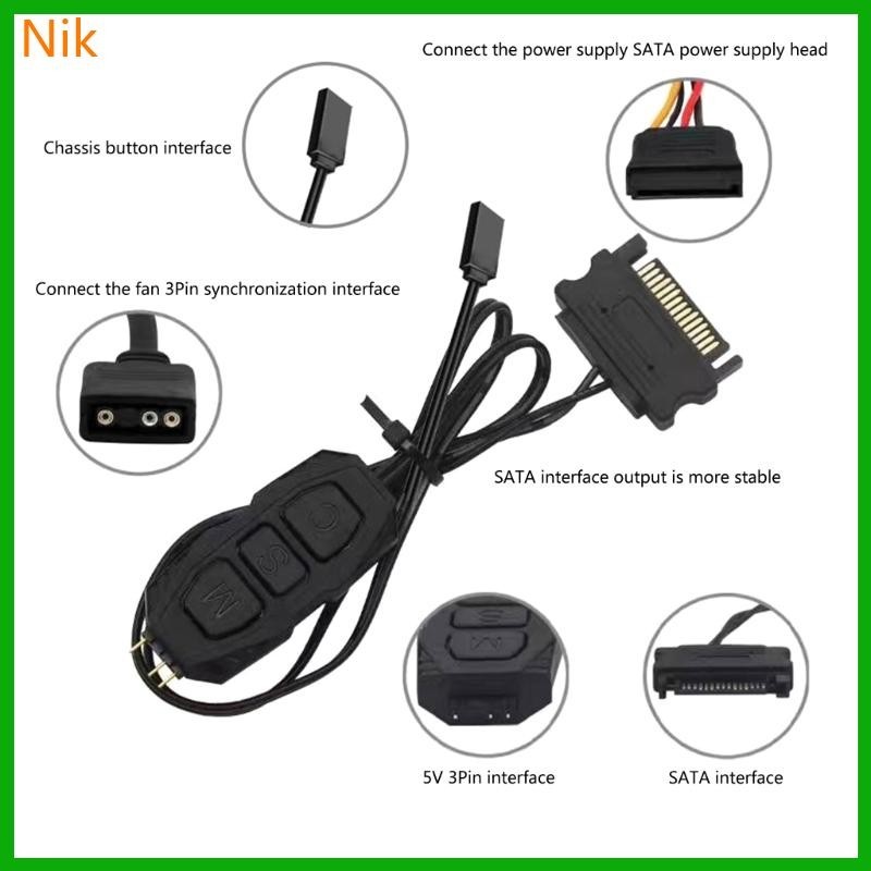 Niki ARGB Controller 5V 3Pin Controller แหล ่ งจ ่ ายไฟแถบรีโมทคอนโทรล Sync Controller Cable – โปรปัง