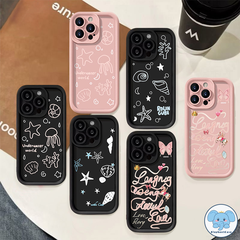 การ์ตูนปลาดาวข้าวโพดหัวใจรักผีเสื้อปก Realme C55 C12 C25 11 5i C51 C67 C25Y Note 50 C53 C20 C35 C3 C25 C11 6i C15 C31