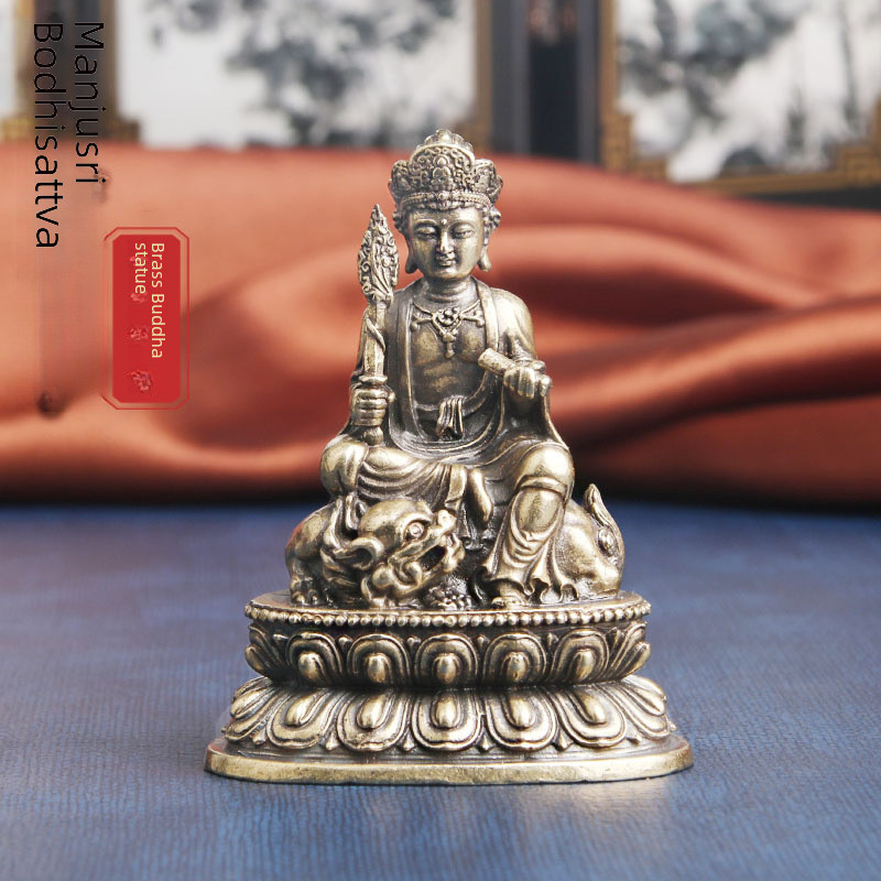 Preferred#Brass Manshu Bodhisattva/Buddha Statue Ornaments NAFU Copper Casting Worship Statue Antique Crafts Crafts Old Bronze WareWY5Z