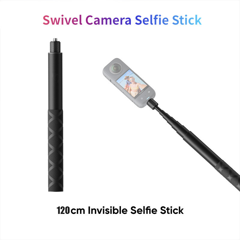 1.2m Ultra-Long คาร์บอนไฟเบอร์ที่มองไม่เห็น Selfie Stick สําหรับ Insta360 X3 / ONE X2 / ONE RS สําหรับ GoPro อุปกรณ์เสริม