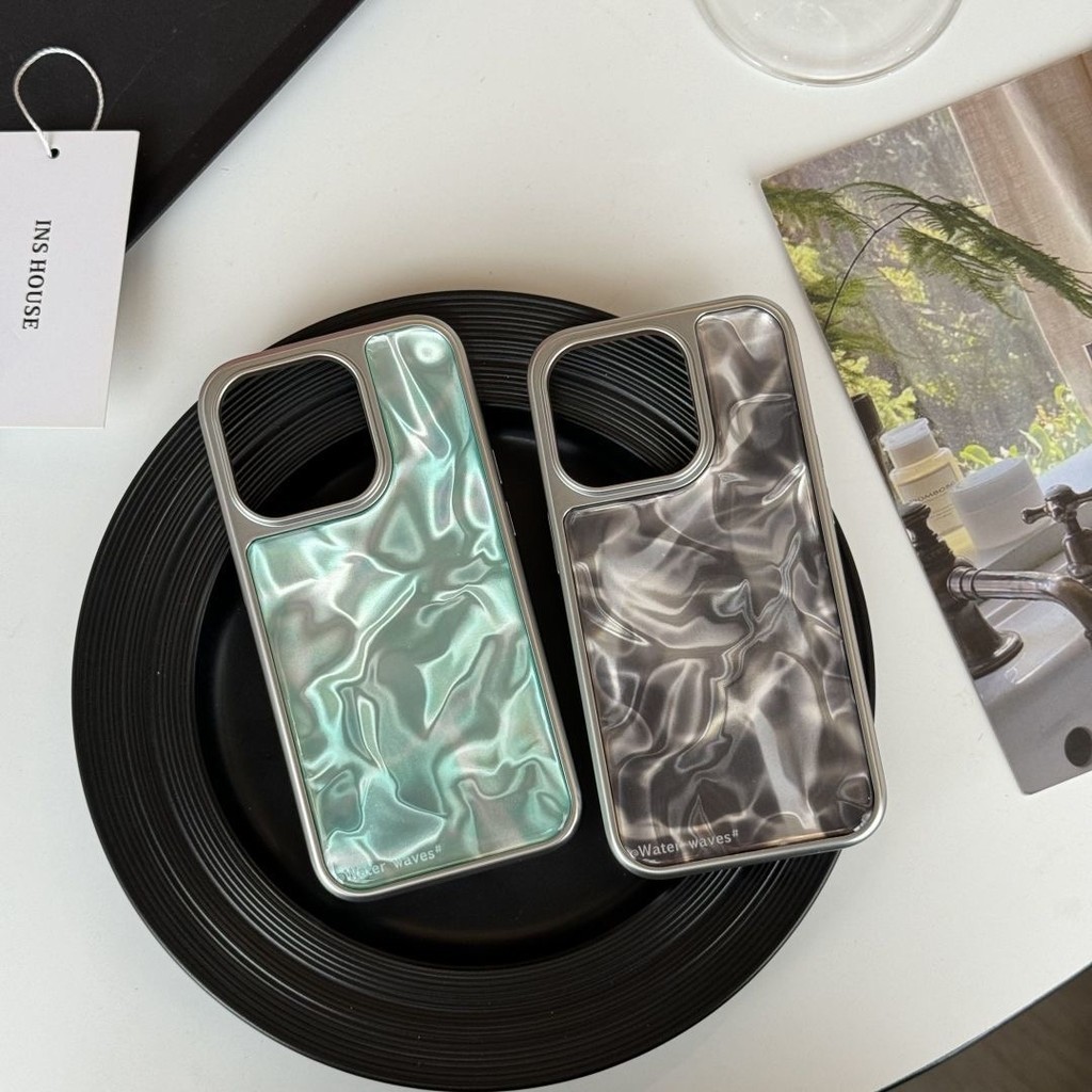 หรูหรา Electroplated bezel ระลอกน้ําเคสโทรศัพท์สําหรับ iPhone15 14 13 13 12 Pro Max ปลอก anti-shock กล้องป้องกัน Double frosted hard ฝาหลัง iPhone - รูปที่ 4