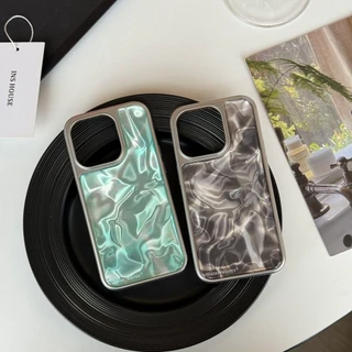 หรูหรา Electroplated bezel ระลอกน้ําเคสโทรศัพท์สําหรับ iPhone15 14 13 13 12 Pro Max ปลอก anti-shock กล้องป้องกัน Double frosted hard ฝาหลัง iPhone