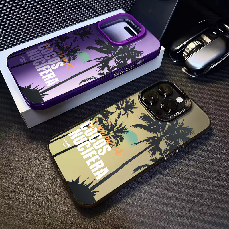 Creative และส่วนบุคคล Sunset Coconut Trees เคสโทรศัพท์สําหรับ IPhone 15 11 14 12 13 Pro Max X XR XS Max 7/8 Plus Se2020 ซิลิโคนแข็งกันกระแทกแฟชั่น