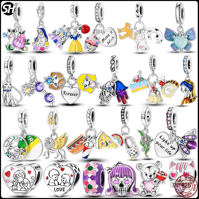 เคลือบ Charms ลูกปัด S925 เงินสเตอร์ลิงเพื่อนครอบครัว Love Heart Luminous จี้ Fit Pandora Charms สร้อยข้อมือลูกปัดสร้อยคอ DIY เครื่องประดับ