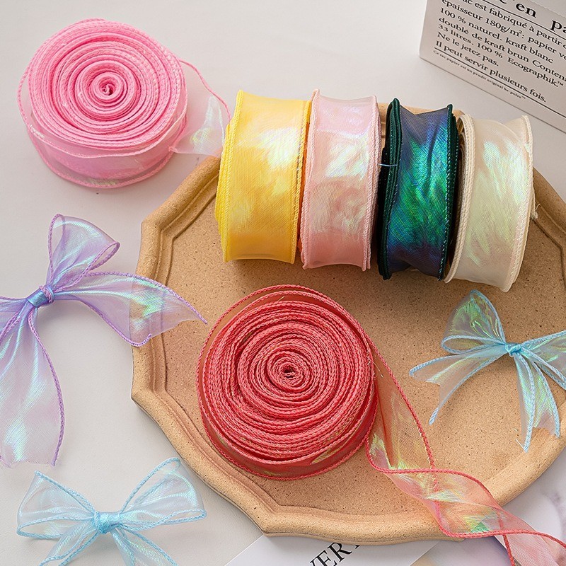 [ ที่โดดเด่น ] ริบบิ้นผ้าซาตินแฟนตาซี - วัสดุบรรจุภัณฑ์ช่อดอกไม้ - ริบบิ้นเส้นด้ายหางปลา - เส้นด้ายตาข่ายสีทึบ - เครื่องประดับโบว์เค้ก - สําหรับตกแต่งงานแต่งงาน