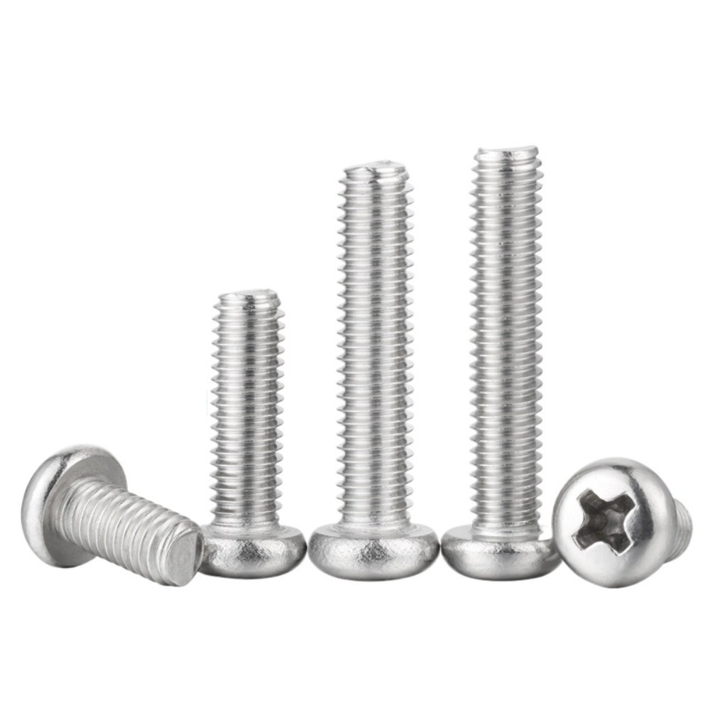 M1-M3 น็อต สกรู หัวกลม หัวแพน แฉก สแตนเลส 304 เกลียวมิล หยาบ Pan Head Phillip Machine Screw SUS304 [XCF]