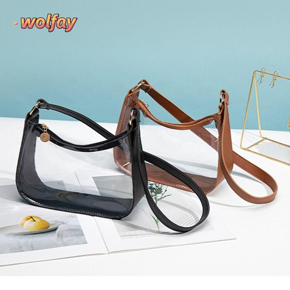 Wolfay กระเป๋าสะพายใส, กระเป๋าถือซิปขนาดเล็ก, กระเป๋าเยลลี่ PVC สีแคนดี้ผู้หญิงเด็กผู้หญิง