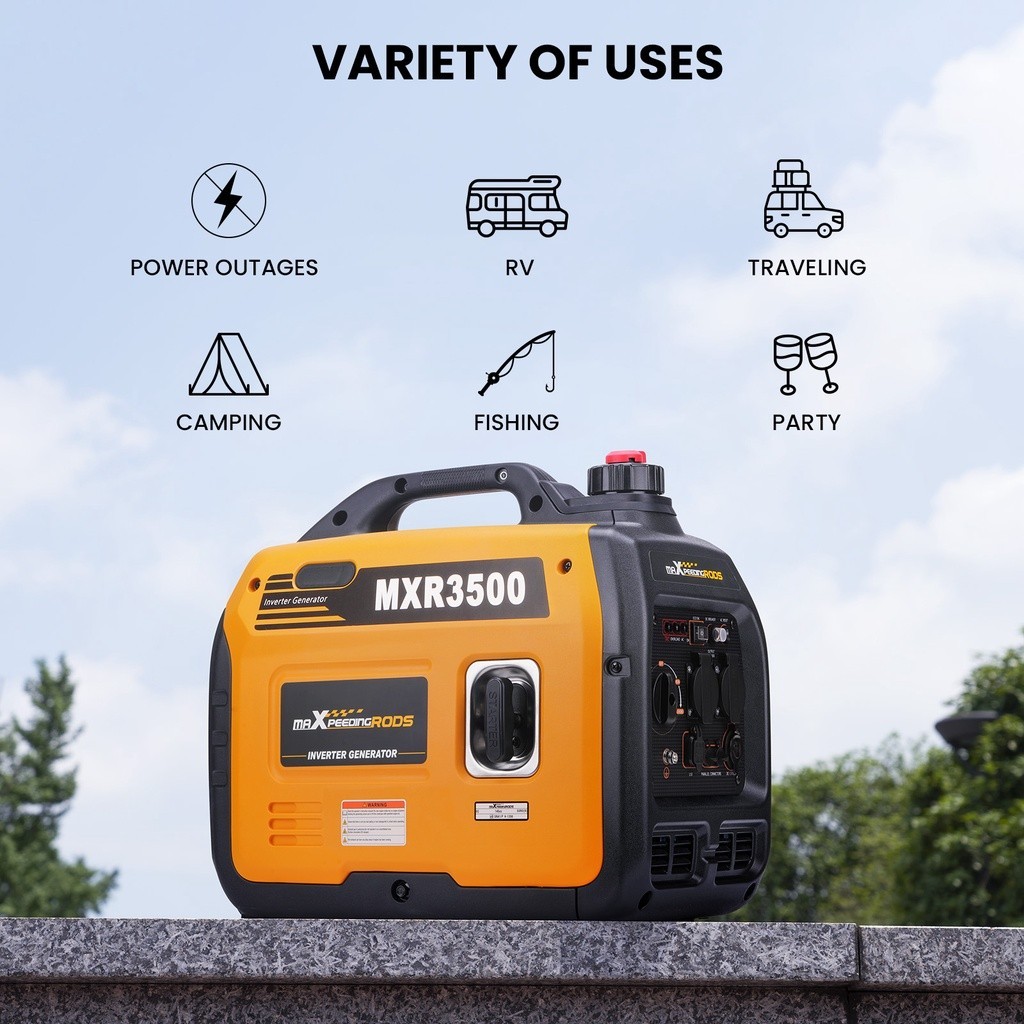 maXpeedingrods Generator เครื่องปั่นไฟ ขนาด 3300 Watt น้ำหนักเบา เสียงเงียบ ใช้น้ำมันเบนซิล 3.3KW องกําเนิดไฟฟ Generator Gas Power Bank