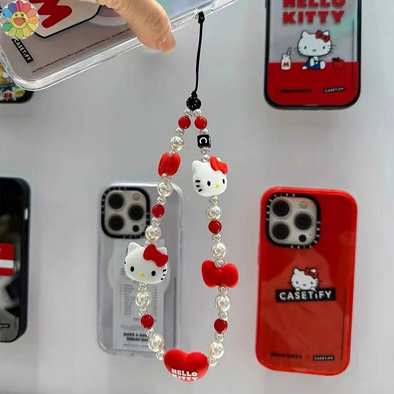 Gogo แฟชั่น Kawaii การ์ตูน Kt Cat Mobile จี้ Anti-lost Lanyard ข้อมือเชือกสําหรับผู้หญิงสาวน่ารักรักสตรอเบอร์รี่โทรศัพท์ Chain ของขวัญ TH