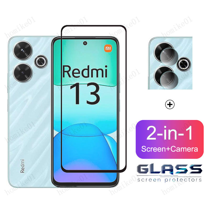 2 in 1 ฟิล์ม Redmi 13 ฟิล์มกระจก HD ฟิมล์กระจก Xiaomi Redmi 13C 12 12C 10 10C 10A 9 9C 9A 8 8A POCO 