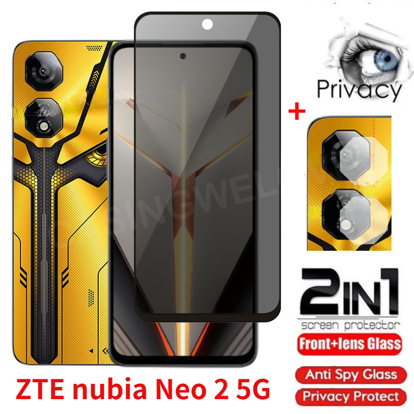 2in1 Nubia Neo 2 5G 2024 กระจกนิรภัยส่วนตัว Anti-Spy Full ฝาครอบป้องกันหน้าจอ Anti Peek ความเป็นส่วนตัวฟิล์มสําหรับ ZTE Nubia Neo 2 Neo 3 Neo 5 GT Neo 5 4G 5G Anti Peek ฟิล์มความเป็นส่วนตัว