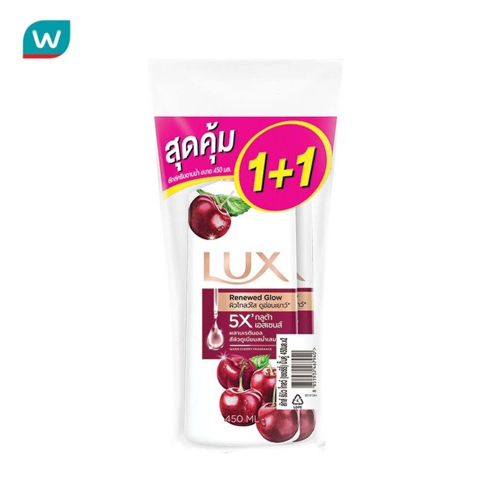 Lux ลักส์ ครีมอาบน้ำ รีนิว โกลว์ 450 มล. แพ็คคู่