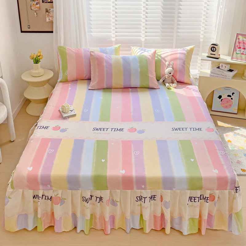 ผ้าปูที่นอนพิมพ์ลายสีรุ้ง มี 20 รุ่น ผ้าปูที่นอนแบบกระโปรงอัดพลีท เป็นมิตรกับผิว 3.5 ฟุต 5 ฟุต 6 ฟุต 6.5 ผ้าปูเตียง ผ้านอน ปลอกหมอน