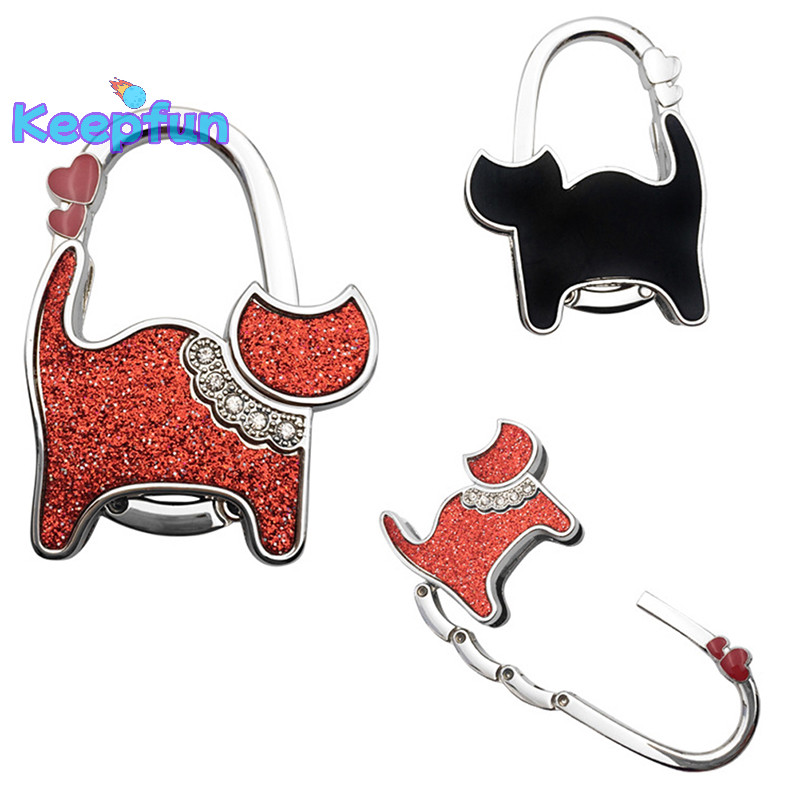 [Keepfun ] New Cat Shape Folding Handbag Hook Holder Purse Hanger Table Edge Hanging Hooks [ ใหม ่ ]