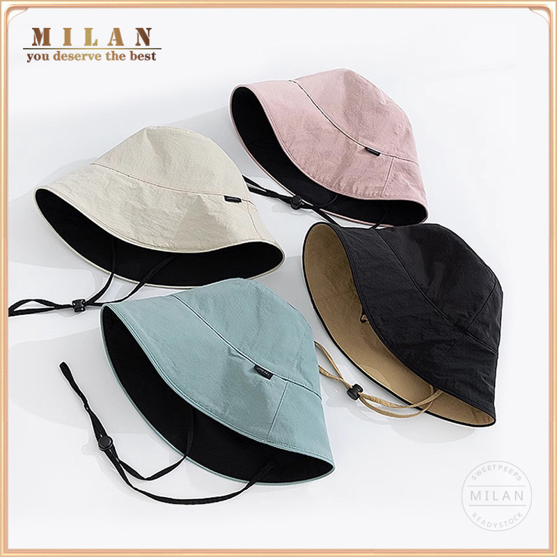 มิลาน | Morandi สองด้านกันน้ํา Big Brim Bucket หมวกผู้หญิงฤดูร้อน Quick-Drying Anti-Ultraviolet Sun หมวกWindproof ขี่จักรยาน Breathable Sun หมวกขนาดเล็ก Sun หมวกอินเทรนด์