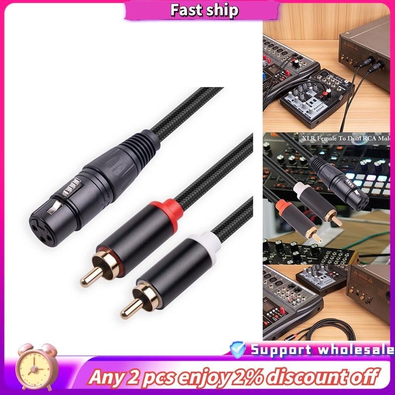 3 Pin XLR หญิง Dual RCA ชาย Y Splitter Cable,Mixer Amplifier Audio Cable,Stereo Audio Interconnect Cable