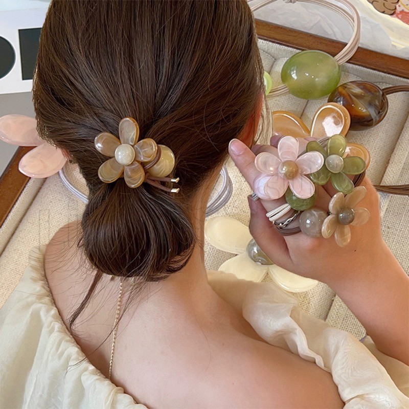 [ โดดเด่น ] เชือกผูกผมดอกไม้ - หางม้าถักเปีย - ห่วงผม - แหวนผมสาว - เครื่องประดับผมแต่งตัว - อิน น่ารัก ยืดหยุ่น สง่างาม - ยางรัดผม