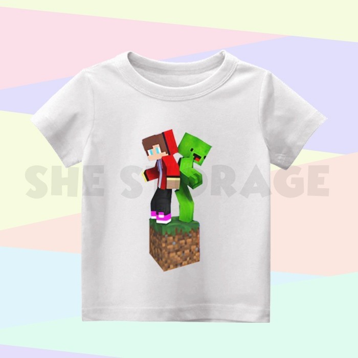 (ฟรีชื่อ) เสื้อยืด ลาย MIKEY AND JJ MAIZEN MINECRAFT สําหรับเด็กผู้ชาย และเด็กผู้หญิง KIDS