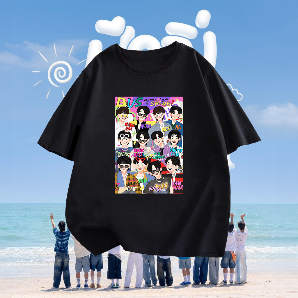 2024 BUS Because OF YOU i shine รุ่นการ์ตูน เสื้อยืดลายปริมณฑล 90-160cm
