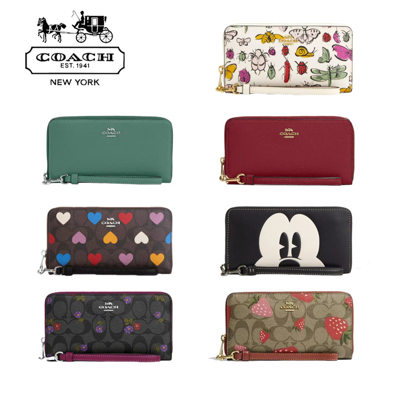 ใหม่ในรายการ COACHกระเป๋าตัง ดอกไม้ พิมพ์กระเป๋าเงินผู้หญิงยาว - กระเป๋าสตางค์