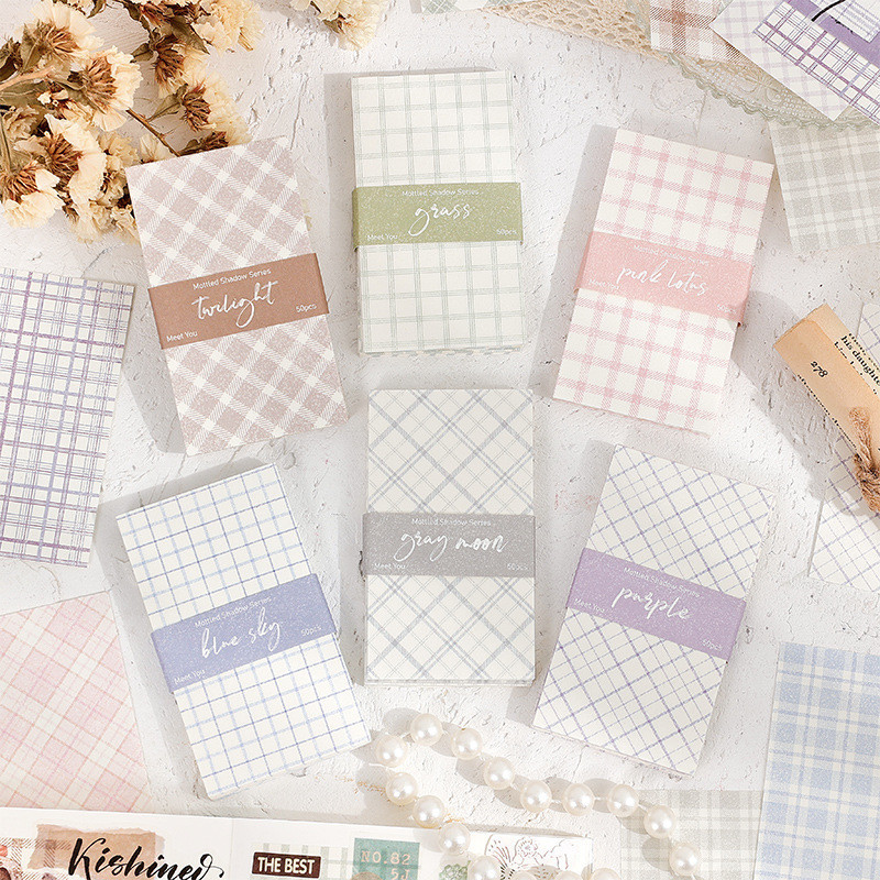 (50 ชิ้น/ถุง) Old Shadow Mottled Series - Vintage Note Creative Plied DIY สมุดบันทึกตกแต่ง Note paper ไม่มีกาว
