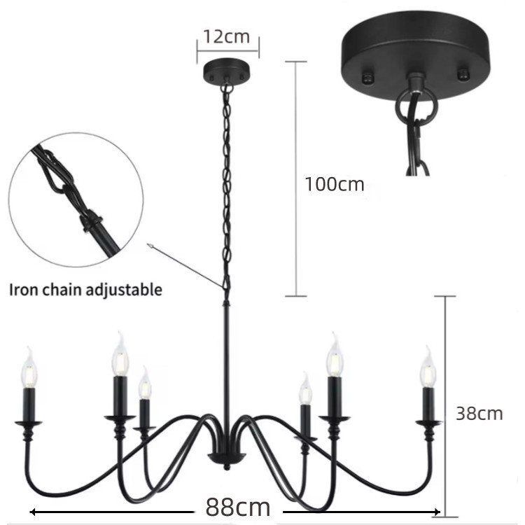 อเมริกันแสงหรูหราเหล็กสาขา-รูปโคมระย้าไฟ นํา ห้องนั่งเล่นแสงห้องรับประทานอาหารแสงบ้านไร่ระเบียงทางเดินโคมไฟบ้าน - รูปที่ 5