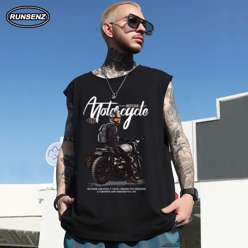 M-8xl เกาหลีอินเทรนด์เสื้อแขนกุดผู้ชายขนาดบวกเสื้อกั๊กฤดูร้อนกรีฑาลําลองหลวม Oversize Tank