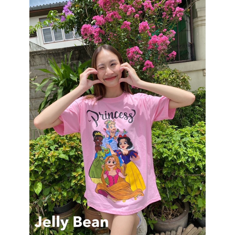 สินค้าใหม่ช่วงฤดูร้อนปี 2024 เสื้อยืดโอเวอร์ไซส์ ลายเจ้าหญิง ป้าย Jelly Bean