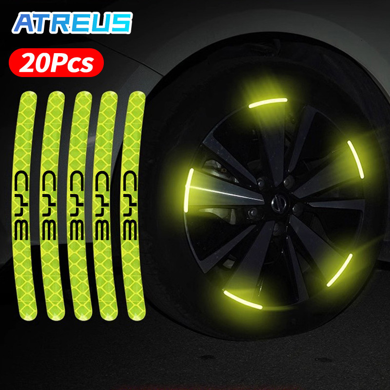 20 ชิ้น BYD สะท้อนแสงล้อรถตกแต่งสติกเกอร์ขอบล้อ Hub Night Safety สติกเกอร์คําเตือนสําหรับ BYD Atto 3 หยวน Plus เพลง Plus Dolphin Mini ซีล U Han EV