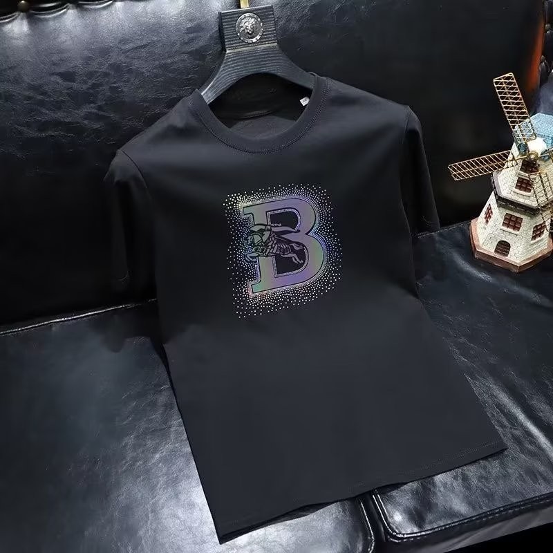 ทีเสื้อผู้ชายผู้หญิง เป็น ร้อนเพชรจดหมายม้าผ้าฝ้ายแท้แขนสั้นชายหญิงท็อปส์
