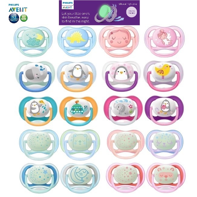PHILIPS AVENT Soother ผู้พิทักษ์เจ้าตัวน้อย! จุกนมหลอก รุ่น Ultra Air (แพ็คคู่) น้ำหนักเบา ระบายอากาศได้ดี