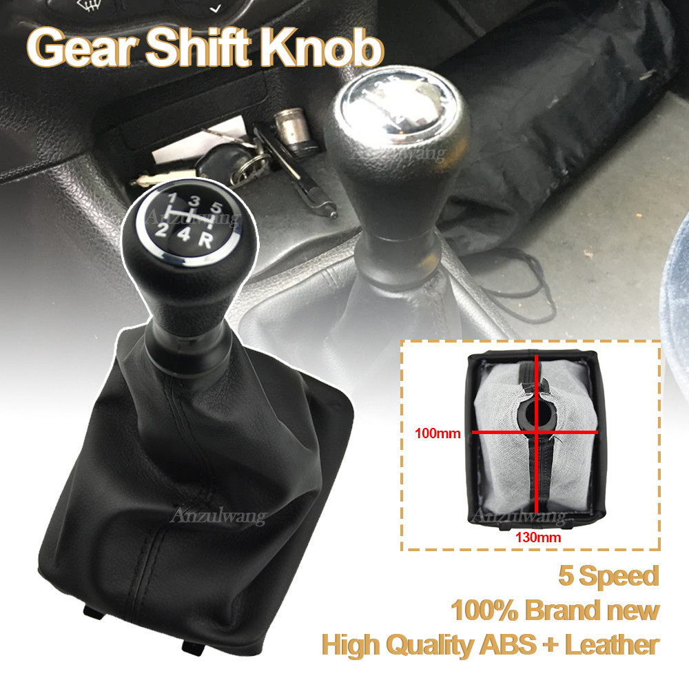 5 ความเร็วเกียร์ Shift Knob Shifter Collar Lever Stick Gaiter Boot Cover สําหรับ Peugeot 206 406