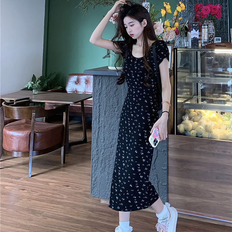 Kaekai พร้อมส่ง เดรส แขนสั้น ดีเทลลายดอกไม้ น่ารักๆ คอยู ผ้าเรยอน นุ่มๆ ใส่สบายๆ สไตล์เกาหลี เรียบง่าย - รูปที่ 2