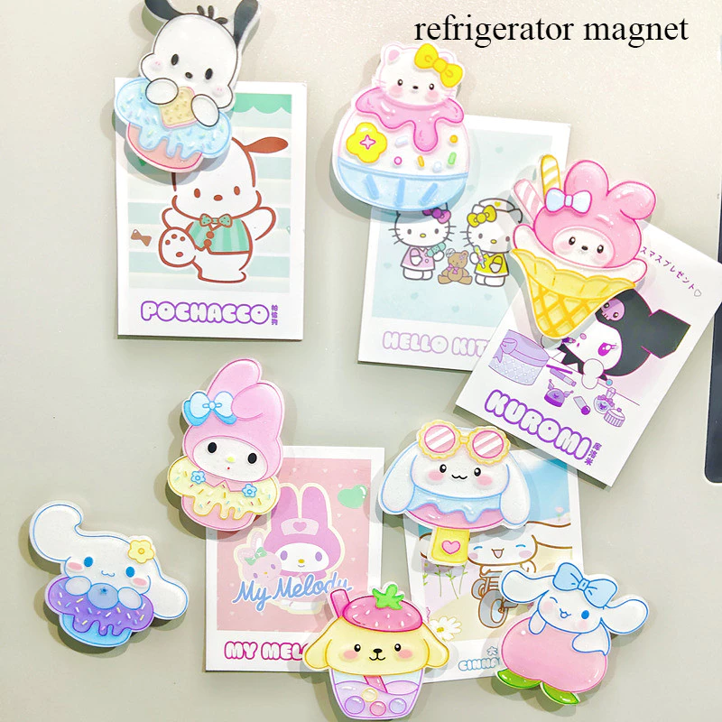 SANRIO การ์ตูนน่ารัก ซานริโอ สติกเกอร์ คุโรมิ ทํานอง แม่เหล็กติดตู้เย็นตู้เย็นตกแต่งแม่เหล็กน่ารักตู้เย็นแม่เหล็ก