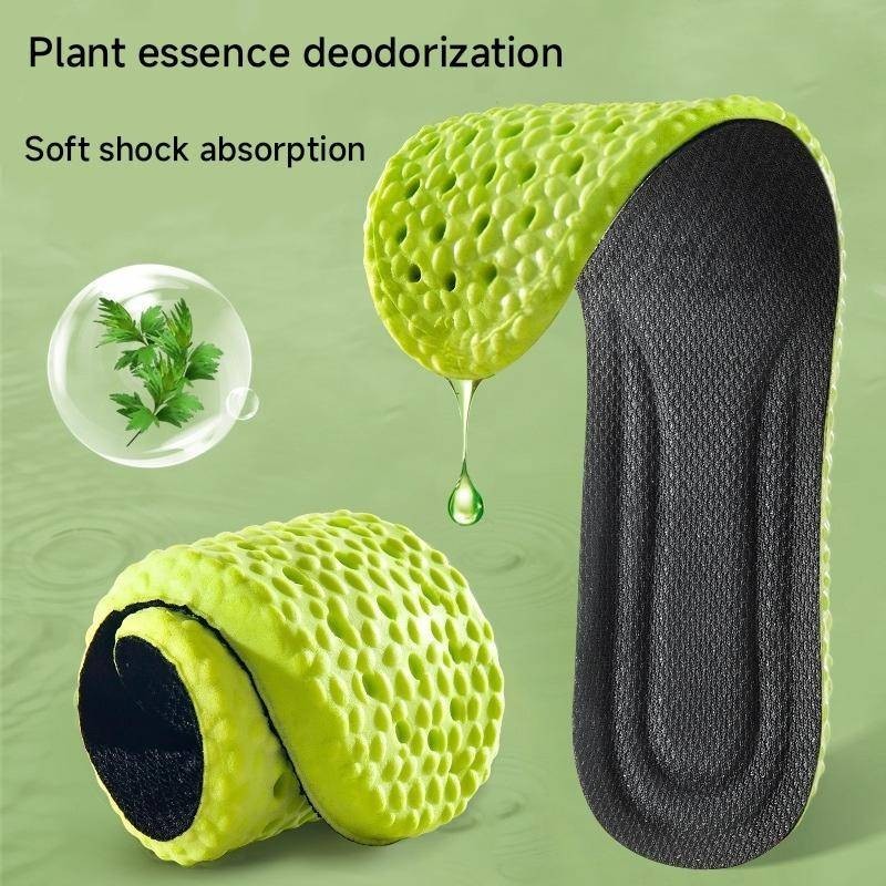 Mugwort Deodorizing Insole PU Latex ดูดซับแรงกระแทกและดูดซับเหงื่อพื้นรองเท้ากีฬาที่สะดวกสบายและระบายอากาศได้