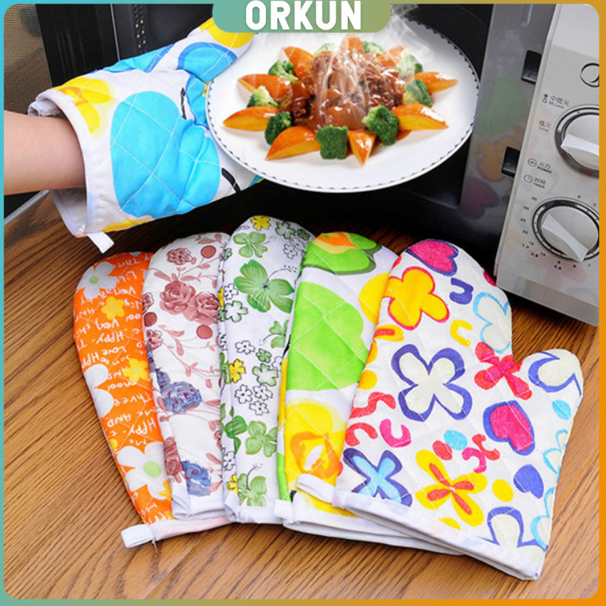 Orkun ถุงมือกันความร้อน  ถุงมือไมโครเวฟ  จัดเก็บสะดวก จัดส่งคละลาย Cooking gloves