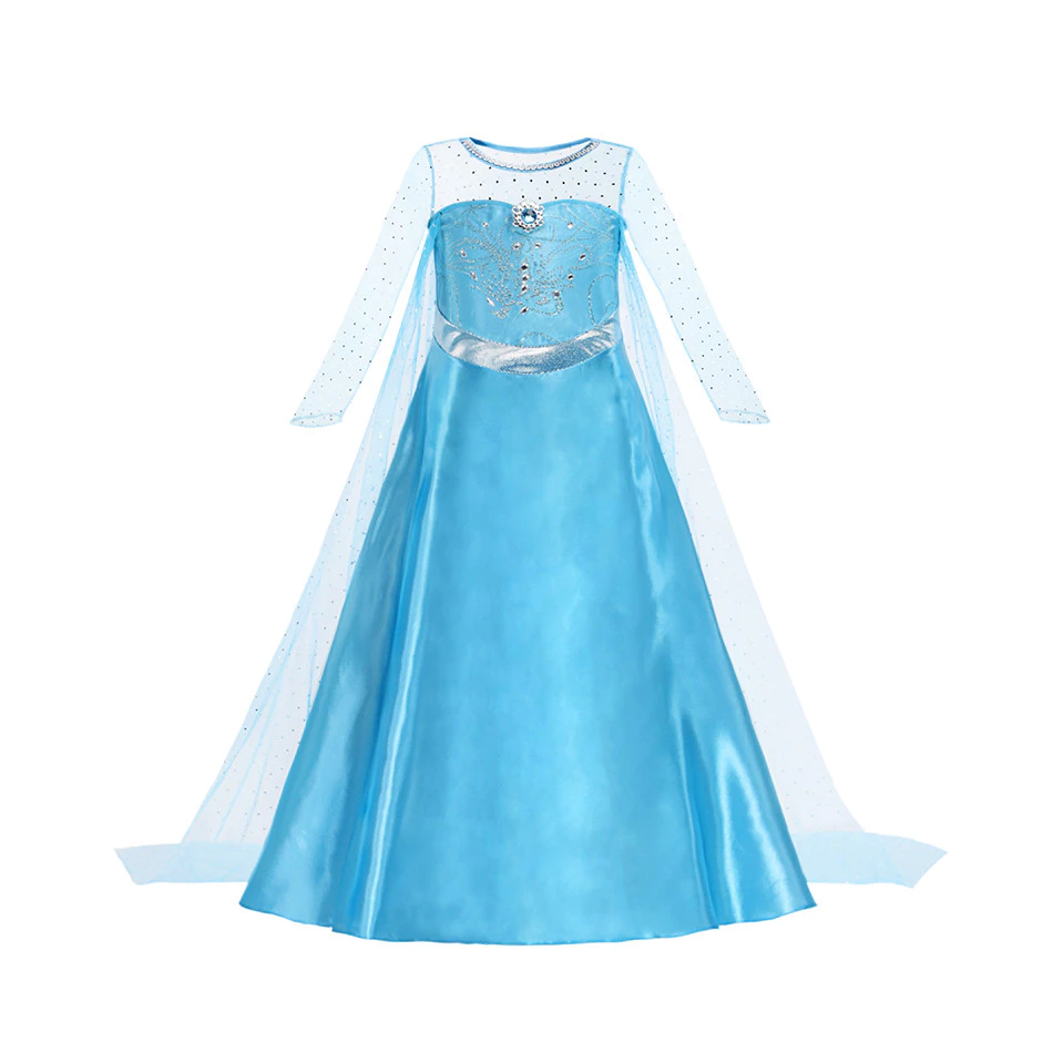 เด็กผู้หญิง Elsa Princess Dress Birthday Party คอสเพลย์เครื่องแต่งกาย Anna Princess Themed Dresses เสื้อผ้าฮาโลวีน thumbnail 9
