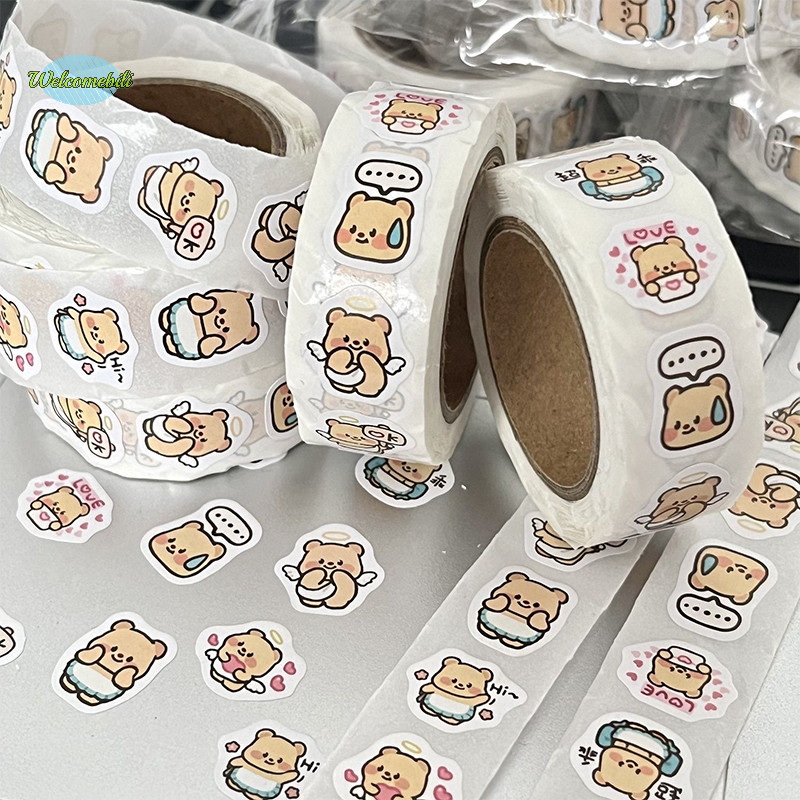 [ยินดีต้อนรับ] 500ชิ้น/ม้วนน่ารักรอบซีลสติ๊กเกอร์ม้วนสติ๊กเกอร์กราฟฟิตีกระเป๋าเดินทางสติ๊กเกอร์ของเล่นใหม่