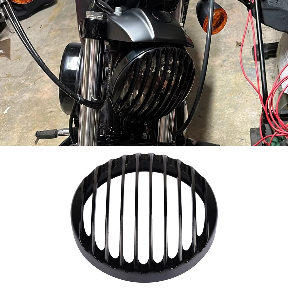 YJ Motorcycle LED Headlight Grill Cover Black Accessories For Harley Sportster XL883 XL1200 XL1200X 