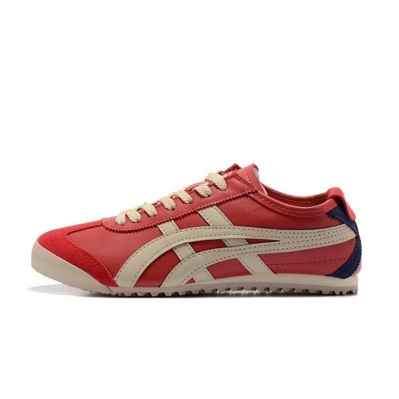 ขายร้อน Onitsuka Tiger Mexico 66 รองเท้าลําลองหนังสีแดงสําหรับผู้ชายผู้หญิงวิ่ง