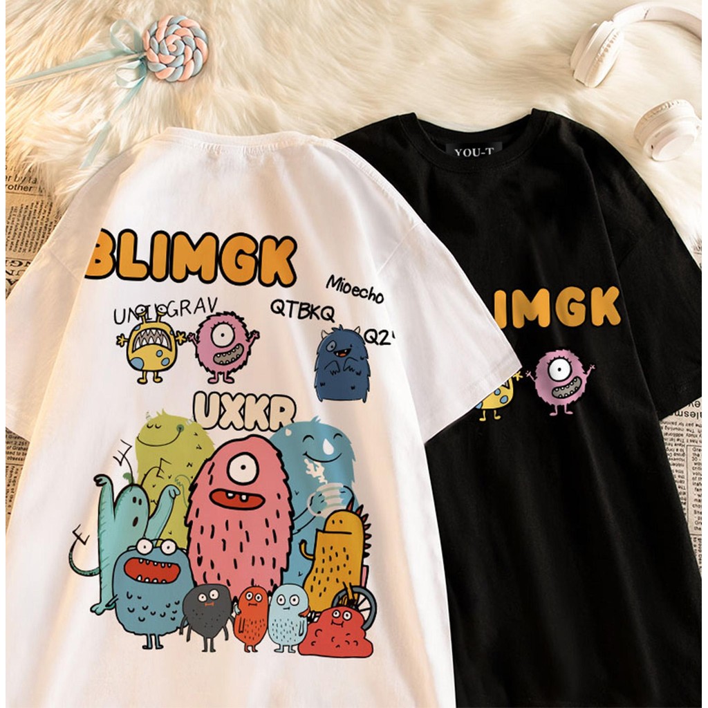 Basi💥เสื้อสีครีม ผู้หญิง เสื้อยืด oversize เสื้อน่ารัก เสื้อสวยๆ เกรดพรีเมียม เสื้อคอตตอน100% ใส่สบาย ลาย"BLIMGK"