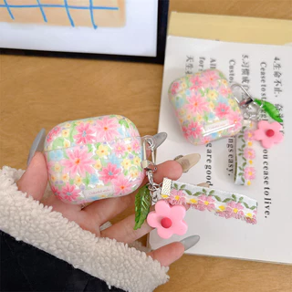 หน้าจอเต็มรูปแบบของดอกไม้สําหรับ Airpods 1/2 3 Pro Pro2 Airpods4 耳机套装 无线蓝牙保护套 Air Pods Pro 3 4 耳机保护套