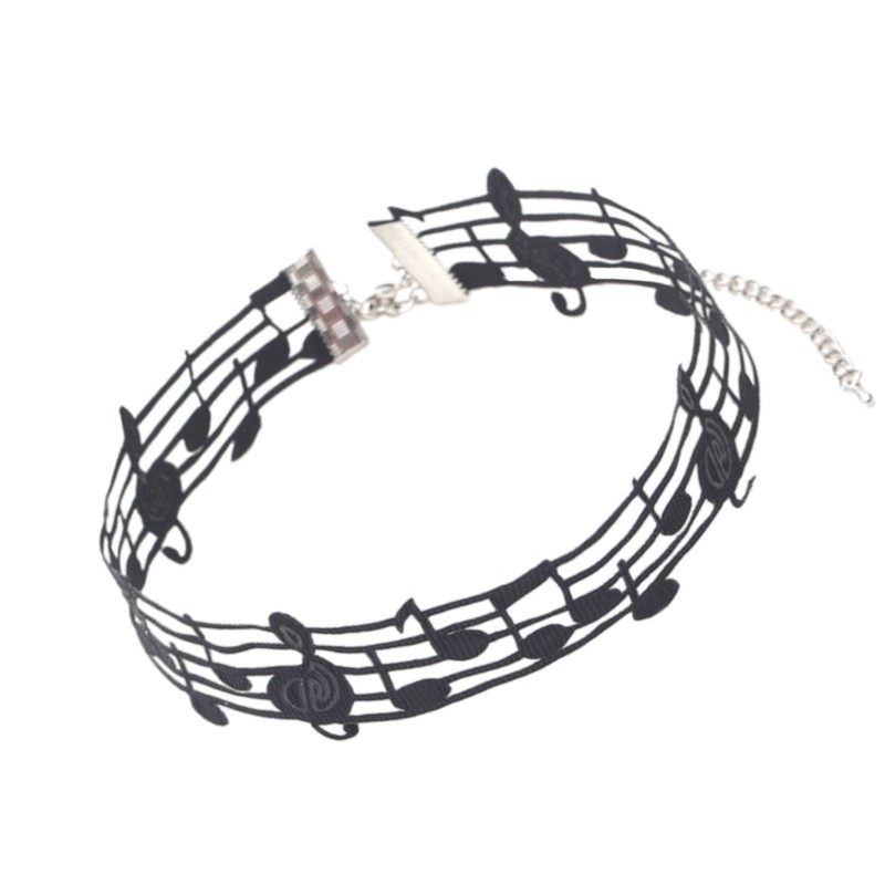 MDD สร้อยคอสั้นสีดําประณีตพร้อมรายละเอียดที่นุ่มนวลและรุนแรงเครื่องประดับสัญลักษณ์เพลงเฉพาะเหมาะสําห